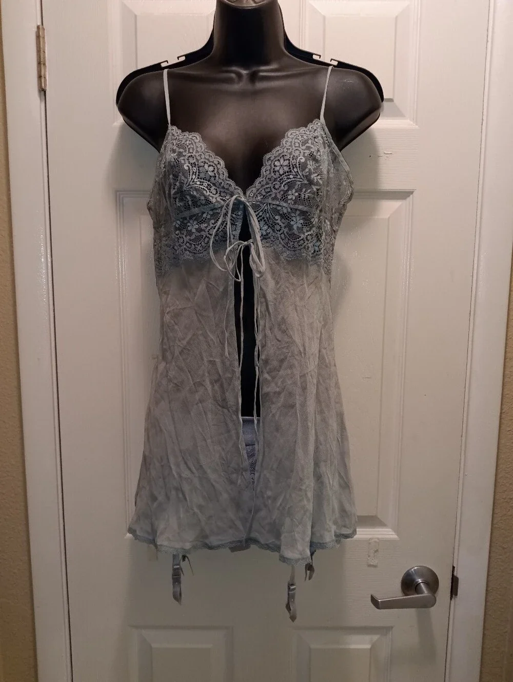 NWT Victoria's Secret Vintage Garter & Lace Trim Chemise  - Light Sage